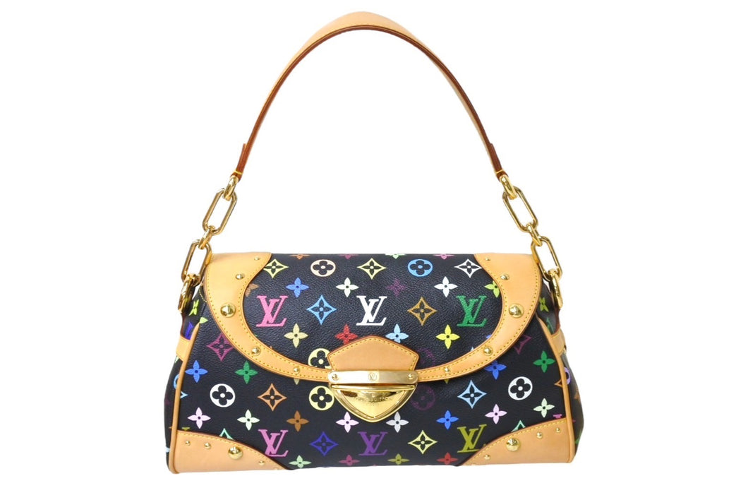LOUIS VUITTON ルイヴィトン モノグラムマルチカラー ビバリーMM ショルダーバッグ M40204 ブラック ゴールド金具 美品 中古 66940