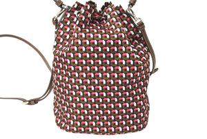 極美品 PRADA プラダ ハンドバッグ 1N1864 巾着 ミニバッグ 総柄 マルチカラー ナイロン 中古 66945 