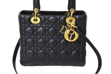 Load image into Gallery viewer, 極美品 ChristianDior クリスチャンディオール レディディオール ミディアムバッグ 2WAY カナージュ ブラック ラムスキン 中古 66948