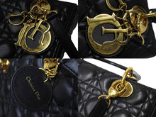 Load image into Gallery viewer, 極美品 ChristianDior クリスチャンディオール レディディオール ミディアムバッグ 2WAY カナージュ ブラック ラムスキン 中古 66948