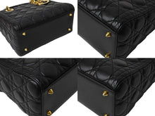 Load image into Gallery viewer, 極美品 ChristianDior クリスチャンディオール レディディオール ミディアムバッグ 2WAY カナージュ ブラック ラムスキン 中古 66948