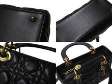 Load image into Gallery viewer, 極美品 ChristianDior クリスチャンディオール レディディオール ミディアムバッグ 2WAY カナージュ ブラック ラムスキン 中古 66948