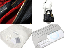 Load image into Gallery viewer, 極美品 ChristianDior クリスチャンディオール レディディオール ミディアムバッグ 2WAY カナージュ ブラック ラムスキン 中古 66948