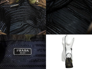 極美品 PRADA プラダ ハンドバッグ 1N1864 迷彩 カモフラ 巾着 ミニバッグ ナイロン 中古 66955 
