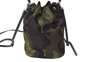 極美品 PRADA プラダ ハンドバッグ 1N1864 迷彩 カモフラ 巾着 ミニバッグ ナイロン 中古 66955 