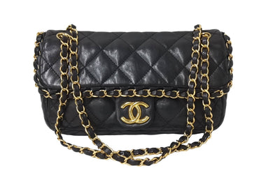 CHANEL シャネル ラグジュアリーライン マトラッセ チェーン ショルダーバッグ 14番台 アラウンド ブラック カーフスキン ゴールド金具 美品 中古 66962
