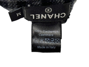 CHANEL シャネル キャップ 帽子 ココマーク チェック柄 カシミヤ グレー ブラック イタリア製 サイズM 美品 中古 66963