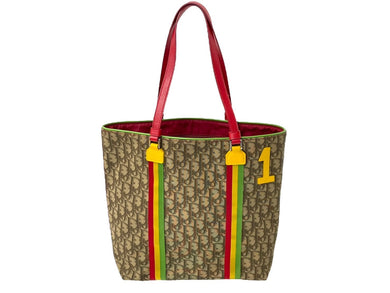 Christian Dior クリスチャンディオール トロッター ラスタ トートバッグ ブラウン PVC シルバー金具 美品 中古 66966