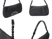 Load image into Gallery viewer, Christian Dior クリスチャンディオール マリスパール ショルダーバッグ ブラックグレー ロゴ キャンバス 美品 中古 66970