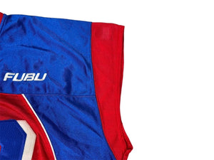 FUBU THE COLLECTION フブ ゲームシャツ タンクトップ サイズXL ポリエステル ブルー レッド ホワイト メッシュ 美品 中古 66989
