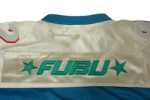Load image into Gallery viewer, FUBU THE COLLECTION フブ ゲームシャツ ホッケーシャツ サイズXL ポリエステル ブルー レッド ゴールド メッシュ 美品 中古 66992
