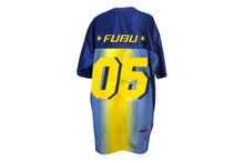 Load image into Gallery viewer, FUBU THE COLLECTION フブ ゲームシャツ ホッケーシャツ サイズF ポリエステル ブルー イエロー メッシュ 美品 中古 66993