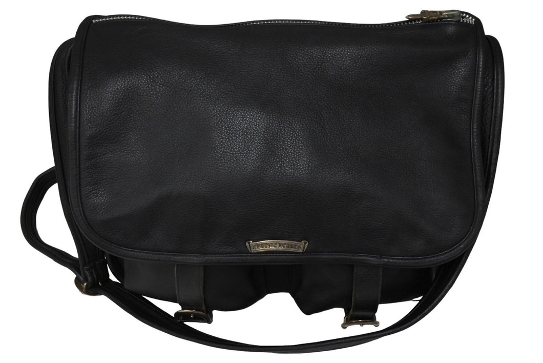 極美品 CHROME HEARTS クロムハーツ ソフト ショルダー メッセンジャー バッグ ショルダーバッグ レザー ブラック 中古 67009