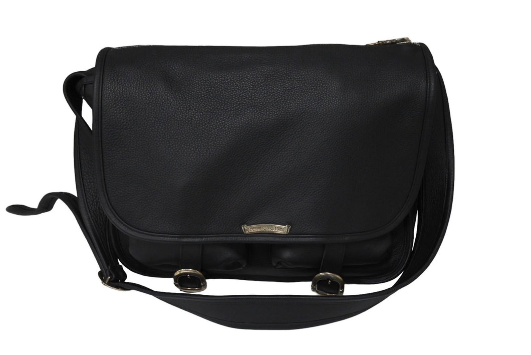 極美品 CHROME HEARTS クロムハーツ ソフト ショルダー メッセンジャー バッグ ショルダーバッグ レザー ブラック 中古 67010