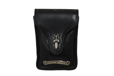 CHROME HEARTS クロムハーツ シガレットケース ダガー レザー ブラック シルバー925 美品 中古 67011