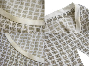 HERMES エルメス 半袖Tシャツ Hロゴ 総柄 イタリア製 コットン ホワイト ベージュ サイズXL 美品 中古 67015