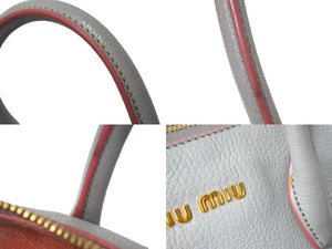 MIUMIU ミュウミュウ ハンドバッグ 5BB016 マドラス ハンドバッグ 2WAYショルダー グレーピンク ゴールド金具 良品 中古 67016 