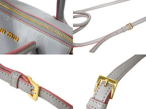 MIUMIU ミュウミュウ ハンドバッグ 5BB016 マドラス ハンドバッグ 2WAYショルダー グレーピンク ゴールド金具 良品 中古 67016 