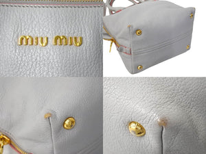 MIUMIU ミュウミュウ ハンドバッグ 5BB016 マドラス ハンドバッグ 2WAYショルダー グレーピンク ゴールド金具 良品 中古 67016 