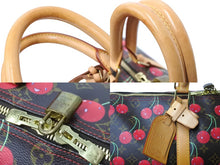 Load image into Gallery viewer, LOUIS VUITTON ルイヴィトン モノグラムチェリー キーポル45 ボストンバッグ M95011 村上隆 レッド ブラウン ロゴ 旅行バッグ 美品 中古 67018