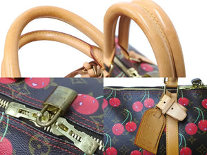 LOUIS VUITTON ルイヴィトン モノグラムチェリー キーポル45 ボストンバッグ M95011 村上隆 レッド ブラウン ロゴ 旅行バッグ 美品 中古 67018
