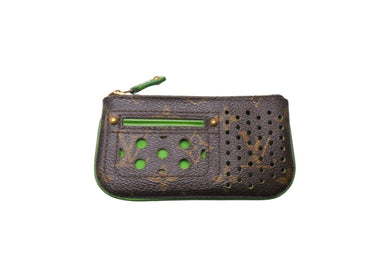 LOUIS VUITTON ルイヴィトン ペルフォ ポシェットクレ コインケース M95186 モノグラムペルフォ ブラウン グリーン 美品 中古 67019