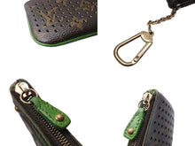 Load image into Gallery viewer, LOUIS VUITTON ルイヴィトン ペルフォ ポシェットクレ コインケース M95186 モノグラムペルフォ ブラウン グリーン 美品 中古 67019