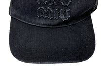 Load image into Gallery viewer, MIUMIU ミュウミュウ デニム ベースボールキャップ ブランドロゴ 5HC179 ICタグ コットン ブラック サイズL 美品 中古 67020