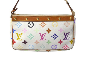 LOUIS VUITTON ルイヴィトン ポシェット アクセソワール M92649 モノグラムキャンバス ゴールド金具 村上隆 マルチカラー 美品 中古 67021