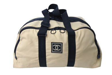 CHANEL シャネル スポーツライン ボストンバッグ ココマーク ロゴ 7番台 ナイロン ベージュ ブラック 美品 中古 67034