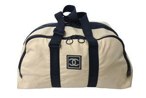 CHANEL シャネル スポーツライン ボストンバッグ ココマーク ロゴ 7番台 ナイロン ベージュ ブラック 美品 中古 67034