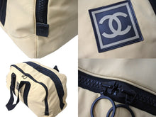 Load image into Gallery viewer, CHANEL シャネル スポーツライン ボストンバッグ ココマーク ロゴ 7番台 ナイロン ベージュ ブラック 美品 中古 67034