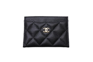 新品未使用 CHANEL シャネル カードケース ココマーク キャビアスキン シリアルランダム ブラック ゴールド金具 中古 67035