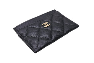 新品未使用 CHANEL シャネル カードケース ココマーク キャビアスキン シリアルランダム ブラック ゴールド金具 中古 67035