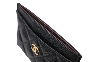 新品未使用 CHANEL シャネル カードケース ココマーク キャビアスキン シリアルランダム ブラック ゴールド金具 中古 67035