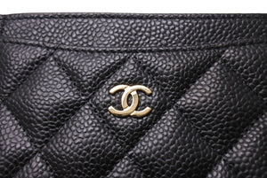 新品未使用 CHANEL シャネル カードケース ココマーク キャビアスキン シリアルランダム ブラック ゴールド金具 中古 67035