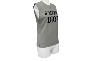 極美品 Christian Dior クリスチャンディオール J'ADORE DIOR 千鳥柄 タンクトップ ノースリーブ グレー ブラック ロゴ トップス 2A12155301 サイズ40 中古 67040