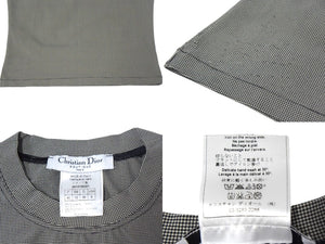 極美品 Christian Dior クリスチャンディオール J'ADORE DIOR 千鳥柄 タンクトップ ノースリーブ グレー ブラック ロゴ トップス 2A12155301 サイズ40 中古 67040