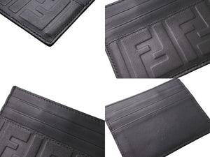 FENDI フェンディ ズッカ柄 カードケース グレー レザー 新型 小物 名刺入れ ロゴ 7M0164 美品 中古 67042