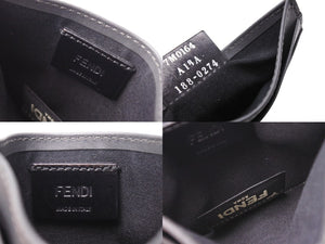 FENDI フェンディ ズッカ柄 カードケース グレー レザー 新型 小物 名刺入れ ロゴ 7M0164 美品 中古 67042