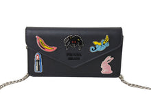 画像をギャラリービューアに読み込む, PRADA プラダ バッチチェーンショルダーバッグ ブラック SAFFIANO SMALTO レザー サフィアーノ 1DH044 ロゴ シルバー金具 美品 中古 67044 