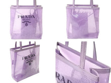 画像をギャラリービューアに読み込む, 極美品 PRADA プラダ トートバッグ ハンドバッグ スパンコールメッシュ イタリア製 1BG417 パープルブラック 中古 67045 