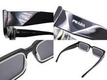 Load image into Gallery viewer, PRADA プラダ サイドロゴ サングラス ブラック プラスチック スクエア 53□21 SPR06Y アイウェア 小物 美品 中古 67046