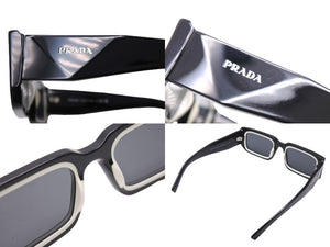PRADA プラダ サイドロゴ サングラス ブラック プラスチック スクエア 53□21 SPR06Y アイウェア 小物 美品 中古 67046