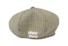 Load image into Gallery viewer, 極美品 miumiu ミュウミュウ プリンス オブ ウェールズチェック ウール ハット 5HC075_2F82_F0005 ブラウン サイズM 中古 67079