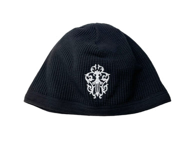 CHROME HEARTS クロムハーツ ビーニー ニットキャップ ダガー スクロールロゴ コットン ブラック アメリカ製 刺繍 美品 中古 67080