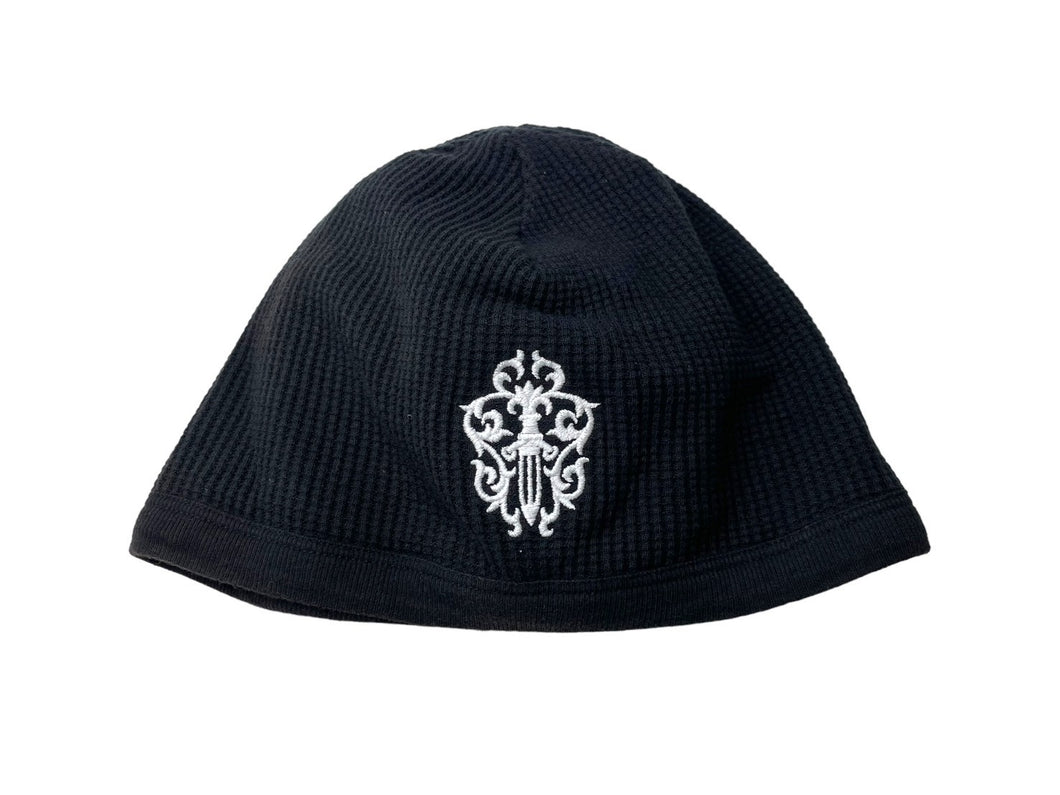 CHROME HEARTS クロムハーツ ビーニー ニットキャップ ダガー スクロールロゴ コットン ブラック アメリカ製 刺繍 美品 中古 67080