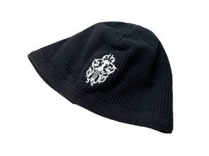 CHROME HEARTS クロムハーツ ビーニー ニットキャップ ダガー スクロールロゴ コットン ブラック アメリカ製 刺繍 美品 中古 67080