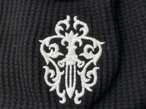 CHROME HEARTS クロムハーツ ビーニー ニットキャップ ダガー スクロールロゴ コットン ブラック アメリカ製 刺繍 美品 中古 67080