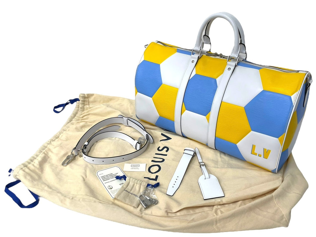 LOUIS VUITTON ルイヴィトン キーポル バンドリエール50 ボストンバッグ 2018 FIFA WORLD CUP ウクライナカラー 美品 中古 67083
